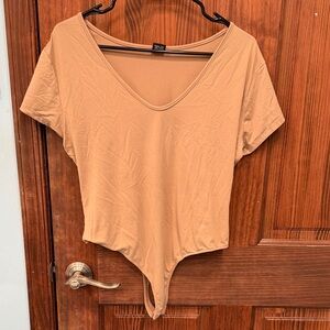 Tan V-Neck Women's Top